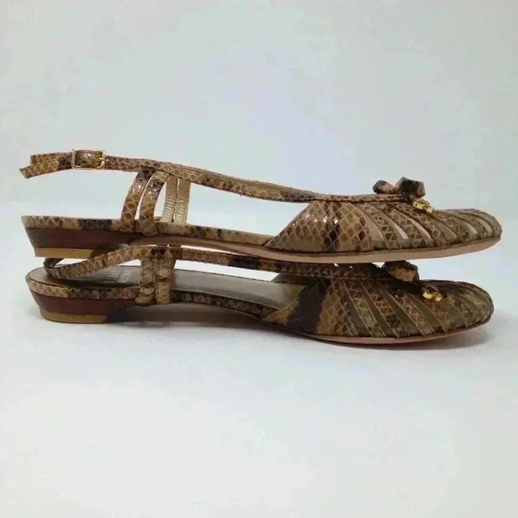 Stuart Weitzman Women Beige Brown Flats Spain 7 M - Picture 4 of 8